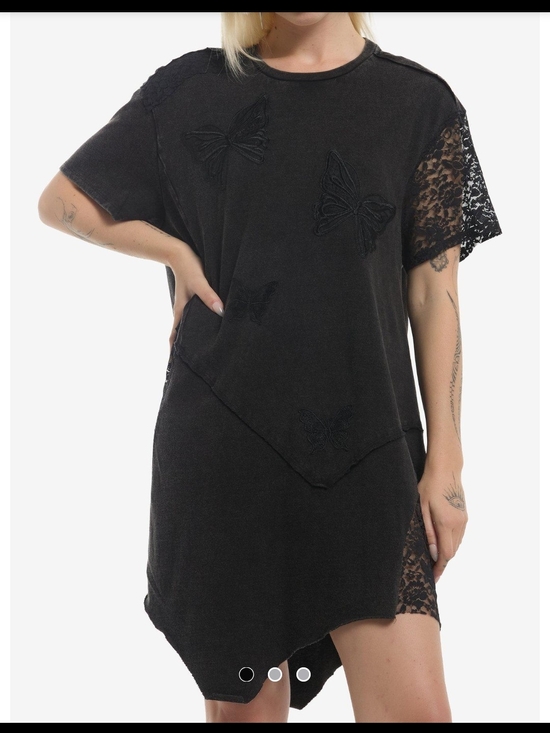 Cosmic Aura Dresses & Skirts - 🆕COSMIC AURA Black Lace-Trim Butterfly Tunic Dress Plus Size 0X